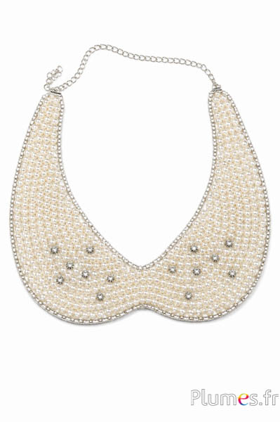 Collana a colletto - in perle - bianco crema
